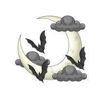 nube, Luna con pipistrello illustrazione vettore