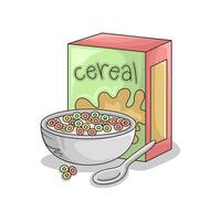 cereale scatola con cereale nel ciotola illustrazione vettore