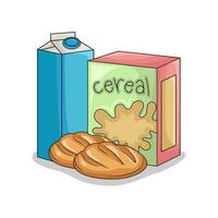 cereale scatola, Pasticcino con latte illustrazione vettore
