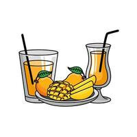 succo Mango con Mango frutta nel piatto illustrazione vettore