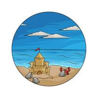 palazzo sabbia con Granchio nel spiaggia illustrazione vettore