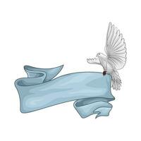 blu nastro decorazione con uccello illustrazione vettore