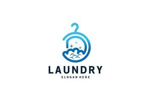 lavanderia e asciutto pulizia logo design con lettera d concetto vettore