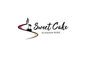 creativo astratto S lettera dolce torta logo design con candela vettore