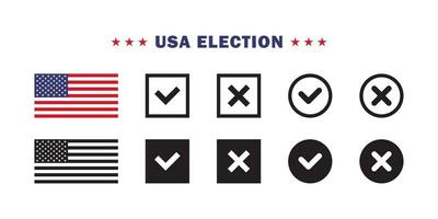 elezione e voto Stati Uniti d'America. voto icone. bandiere e icone. vettore scalabile grafica