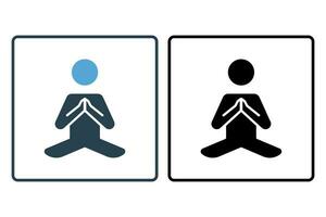meditazione icona. icona relazionato per meditazione, universale simbolo per meditazione. solido icona stile. semplice vettore design modificabile