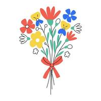 mano disegnato mazzo di fiori. semplice botanico elemento. colore piatto vettore illustrazione isolato su un' bianca sfondo.