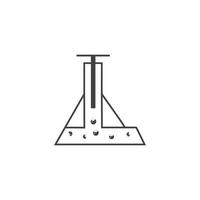 chimico borraccia linea arte bicchiere test tubo laboratorio. design per scientifico ricerca, biologico esperimenti. moderno stile vettore icona.