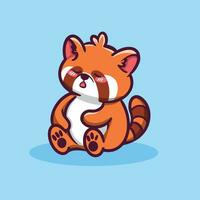 carino rosso panda cartone animato personaggio icona illustrazione vettore