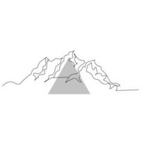 montagna continuo singolo linea schema vettore arte illustrazione