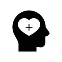 mentale Salute icona. semplice solido stile. positivo mente benessere, cervello, emozione, mentale Salute sviluppo e cura concetto. nero silhouette, glifo simbolo. vettore illustrazione isolato.