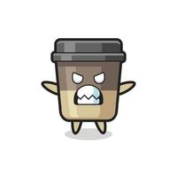 espressione irata del personaggio mascotte della tazza di caffè vettore