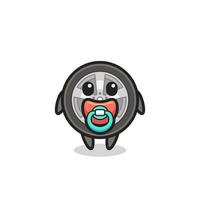 personaggio dei cartoni animati della ruota dell'auto del bambino con il ciuccio vettore