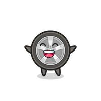 personaggio dei cartoni animati felice della ruota dell'auto del bambino vettore