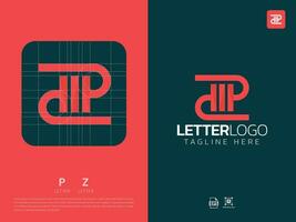 lettera pz monogramma iniziale logo, geometrico, moderno, pendenza, griglia logo vettore