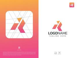 lettera r monogramma iniziale logo, geometrico, moderno, pendenza, griglia logo vettore