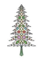 gioielleria design fantasia Natale albero mano disegno e pittura su carta rendere grafico vettore. vettore