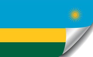 bandiera del ruanda con angolo arricciato vettore