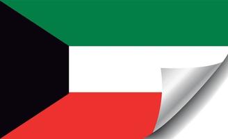 bandiera kuwait con angolo arricciato vettore