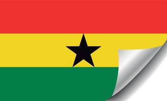 bandiera del ghana con angolo arricciato vettore
