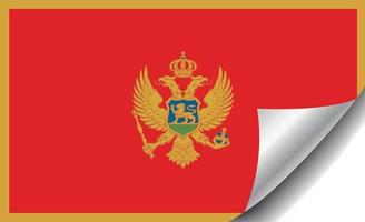 bandiera montenegro con angolo arricciato vettore