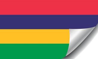 bandiera mauritius con angolo arricciato vettore