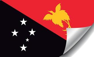 bandiera papua nuova guinea con angolo arricciato vettore