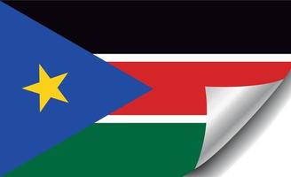 bandiera del sud sudan con angolo arricciato vettore