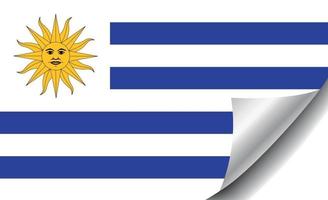 bandiera uruguay con angolo arricciato vettore