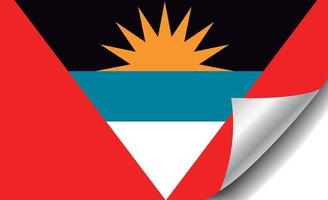 bandiera antigua e barbuda con angolo arricciato vettore
