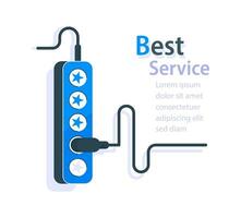 migliore servizio concetto, cinque stella valutazione, alto nella norma, eccellente qualità, presa e spina connessione vettore