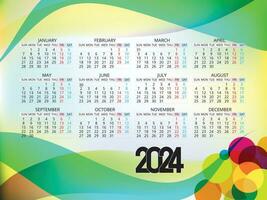 calendario 2024 modello vettore, semplice minimo disegno, progettista 2024 anno, parete calendario 2024 anno, settimana inizia domenica, impostato di 12 calendario, annuncio, stampa, Stazionario, organizzazione ufficio vettore