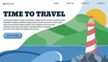 modello di banner illustrazione vettoriale per viaggiare leggeri al mare