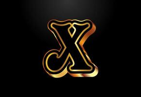 oro e nero colore alfabeto X. elegante oro colore alfabeto vettore illustrazione