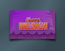 banner di auguri per la celebrazione della festa di halloween con tema viola vettore