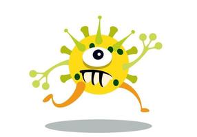 illustrazione del fumetto di vettore di un virus, batteri.