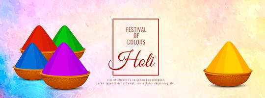 Bello modello felice della bandiera di celebrazione di Holi vettore