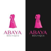 modello di progettazione del logo della boutique di abbigliamento lungo abito abaya vettore