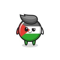 cartone animato distintivo bandiera palestina con un'espressione arrogante vettore