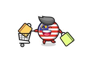 illustrazione del venerdì nero con simpatica mascotte del distintivo della bandiera della Malesia vettore