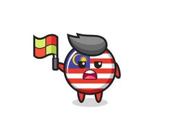 carattere distintivo della bandiera della malesia come giudice di linea che alza la bandiera vettore