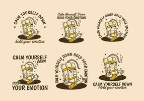 calma te stesso giù hold il tuo emozione. personaggio design di tnt dinamite nel meditazione posa vettore