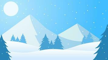 nevoso montagna paesaggio vettore illustrazione. scenario di neve coperto montagna nel inverno stagione. inverno montagna panorama per illustrazione, sfondo o sfondo