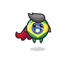 il simpatico personaggio distintivo della bandiera brasiliana come un supereroe volante vettore
