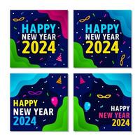 quattro imposta di 2024 nuovo anno sociale media inviare modello disegni con blu sfondo. vettore