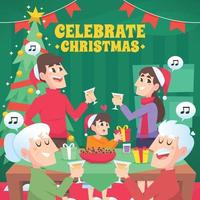 festeggia il natale in famiglia vettore