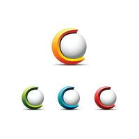 3d sfere lettera c Tech logo vettore