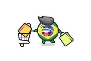 illustrazione del venerdì nero con simpatica mascotte del distintivo della bandiera del Brasile vettore