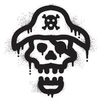 pirata cranio graffiti con nero spray dipingere vettore