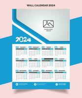 2024 parete calendario modello design 2024 calendario singolo pagina, uno pagina, vettore